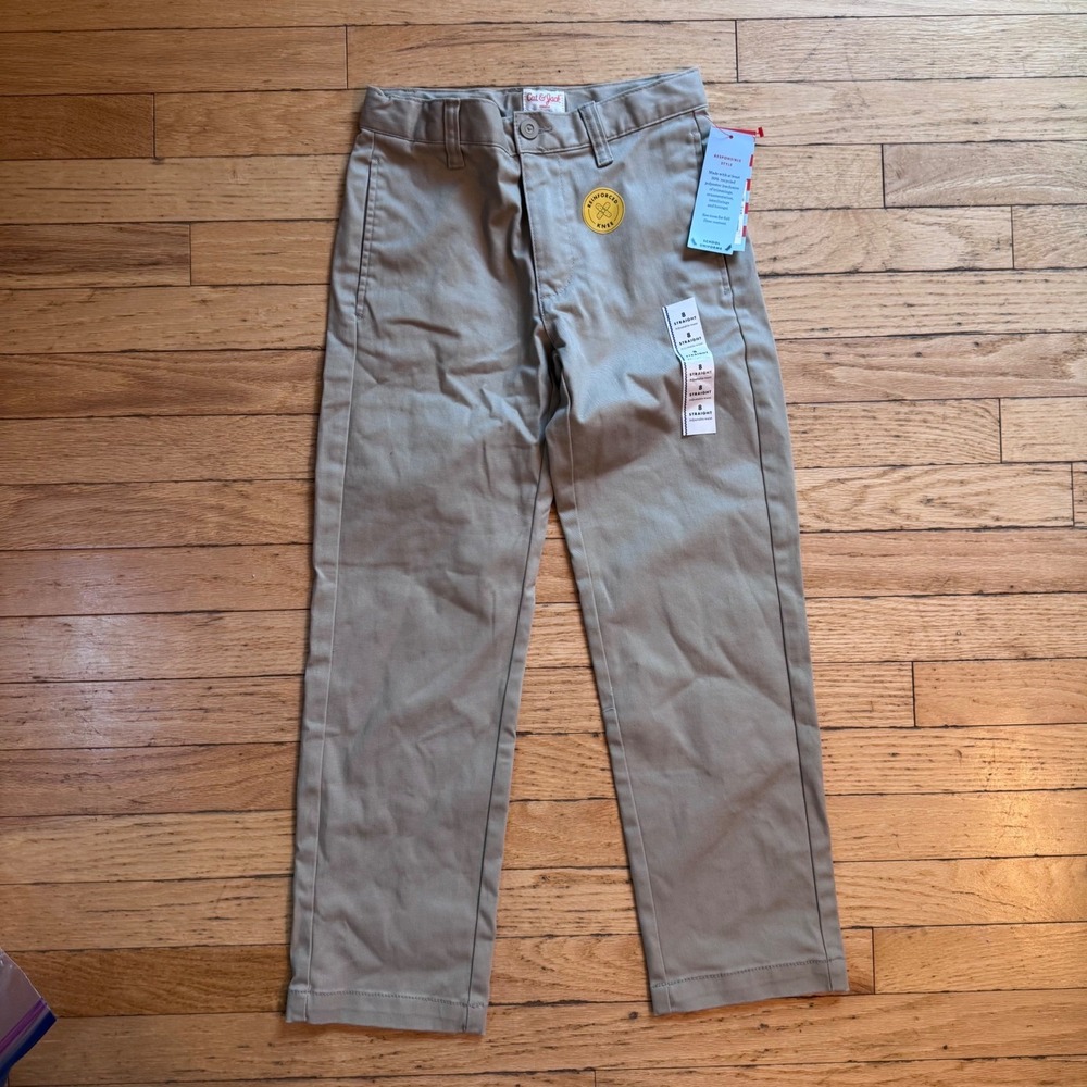 Cat & Jack Boys Straight Fit School Uniform Chino Pants Khaki Size 8 NWT